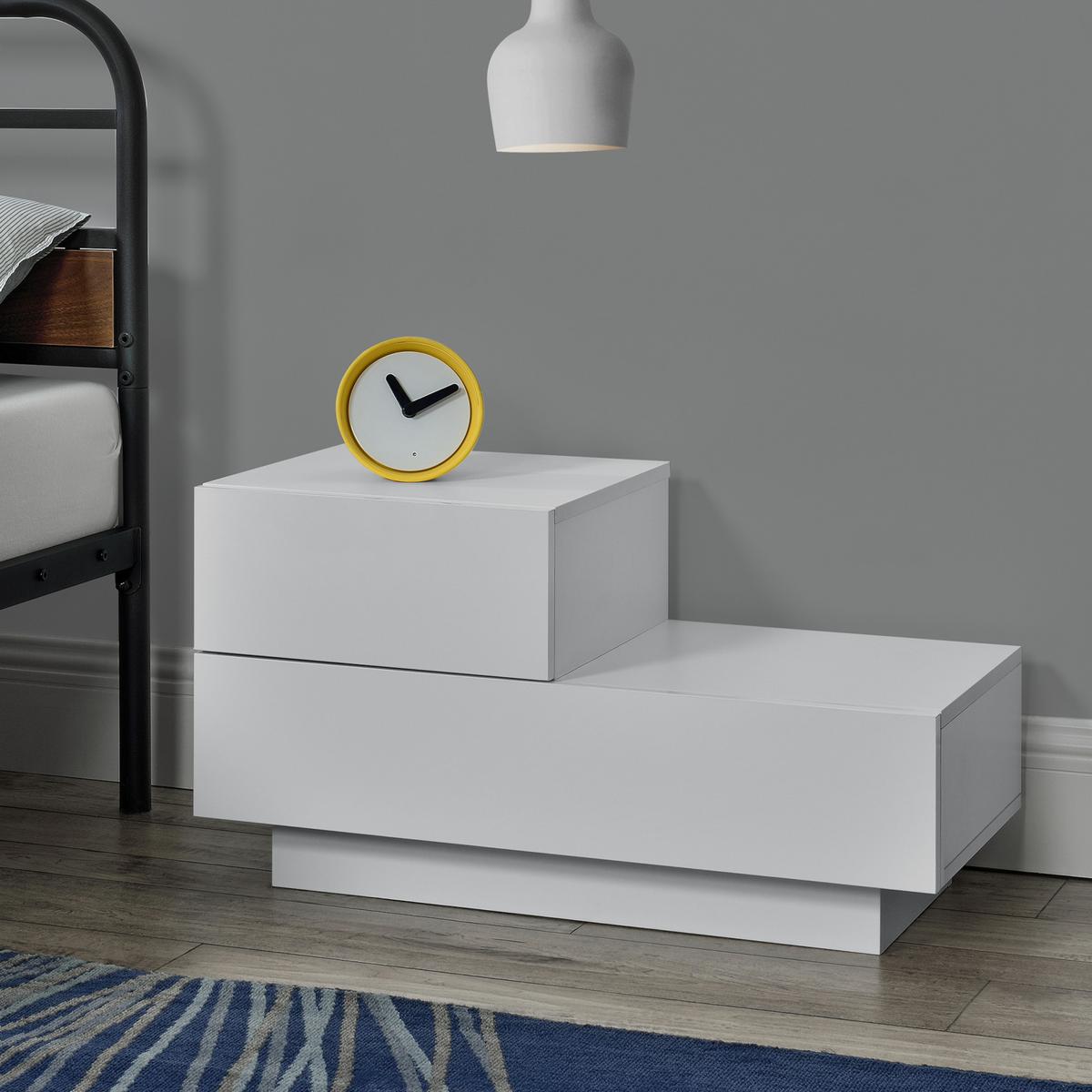 NACHTTISCH Sebokeng - Weiß, Holzwerkstoff (70/38/35cm) - [en.casa]