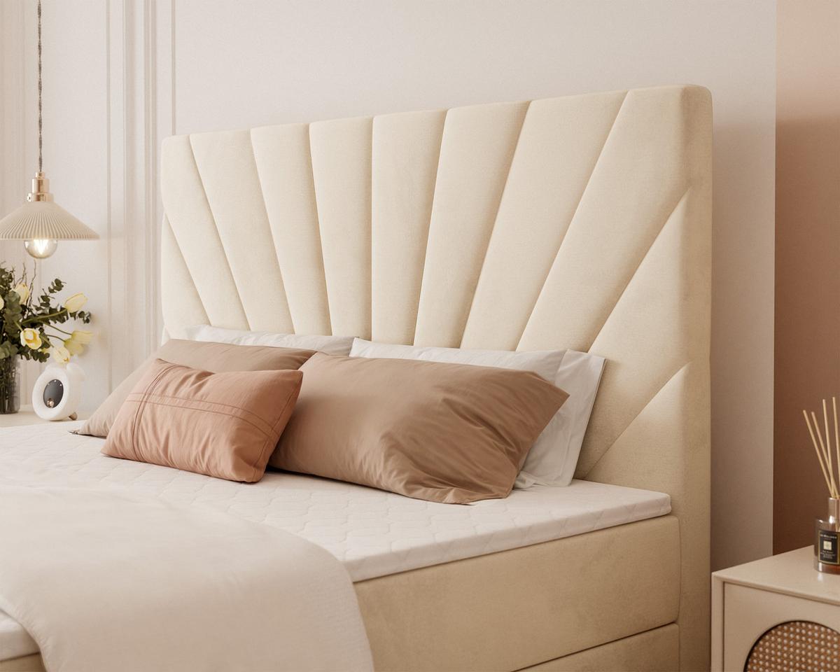 BOXBETT 160x200 cm mit Topper - Beige, Holzwerkstoff/Textil (120/200cm) - Idohome