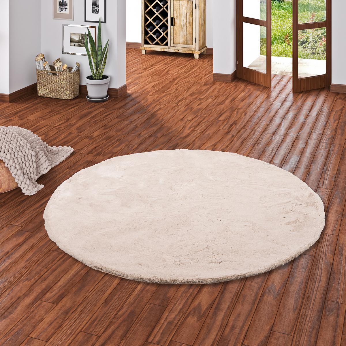 FELLTEPPICH LUXUS SUPER SOFT PLUSH RUND - Beige, Textil (120/120cm) - Pergamon