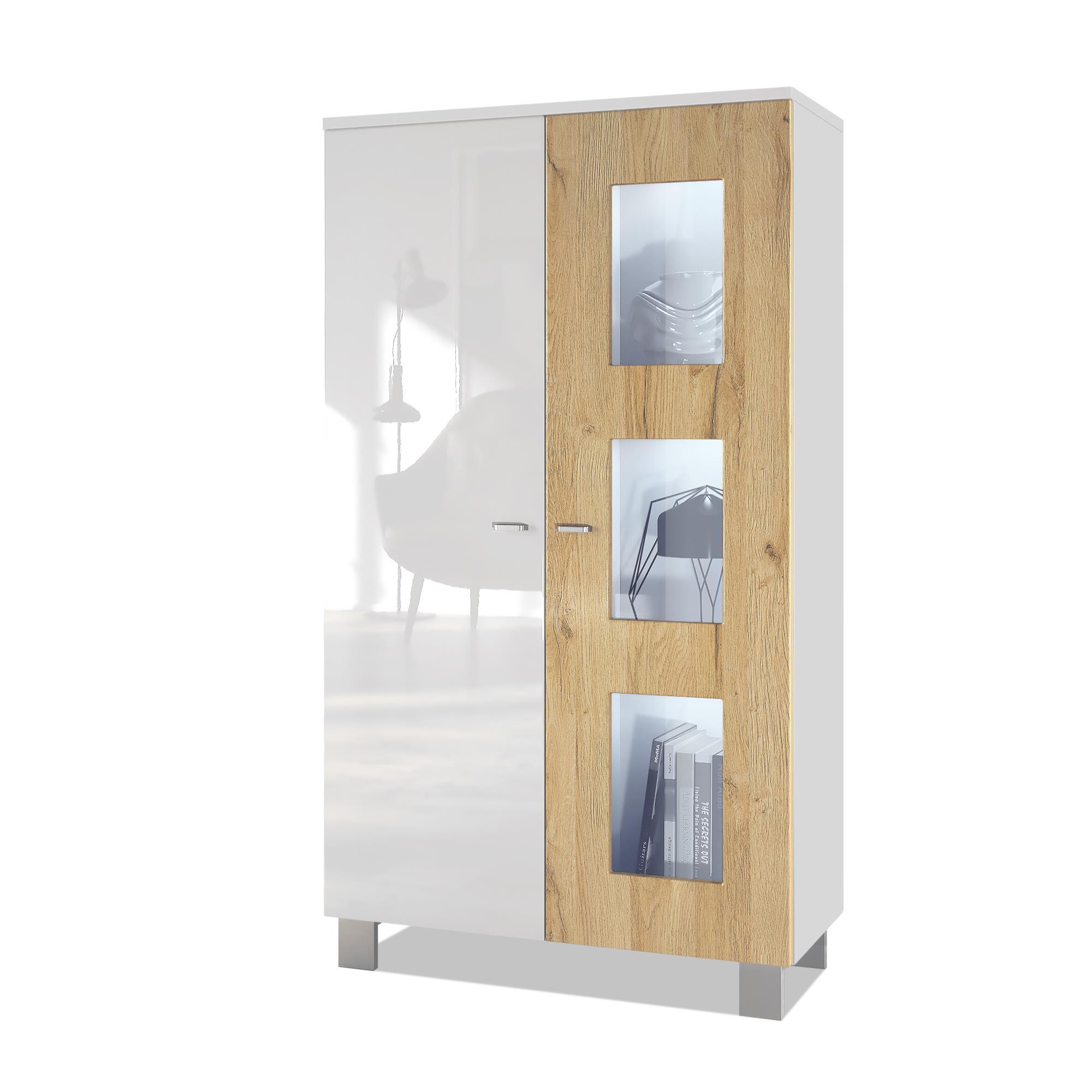 VITRINE Denjo Tür in Eiche Natur - Eichefarben, Holzwerkstoff (71/129/35cm) - Vladon