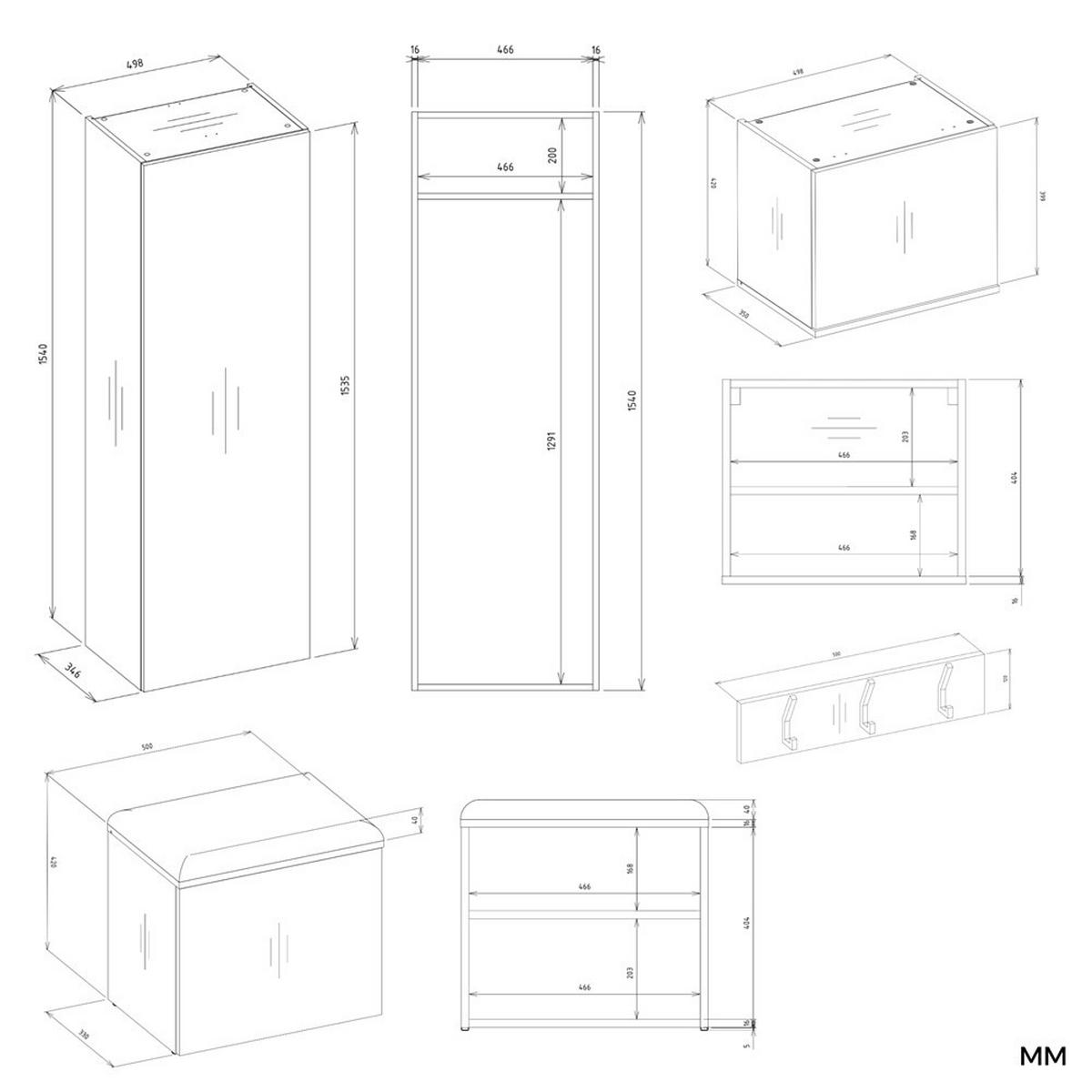 GARDEROBENSCHRANK modern, Schrank Set Kleiderschrank - Schuhschrank Sonoma Eiche 150/238/35 - Sonoma Eiche, Holzwerkstoff (150/238/35cm) - RAUMHIRSCH FURNITURE