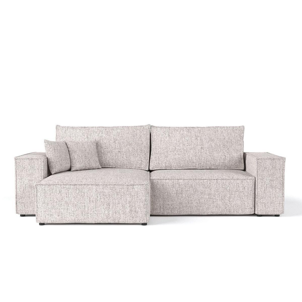 ECKSOFA CAVO mit Schlaffunktion Beige im Neve Stoff - Beige/Schwarz, Holz/Holzwerkstoff (255/148cm) - AltaBeds