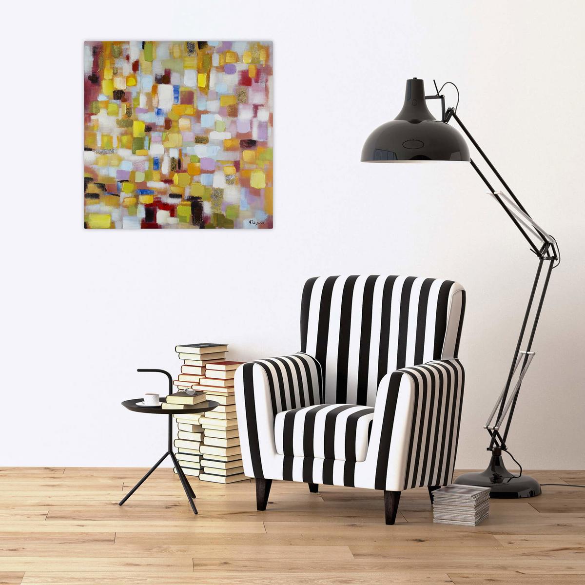 ACRYLBILD HANDGEMALT 80/80 cm - Gelb, Holz/Textil (80/80cm) - KUNSTLOFT