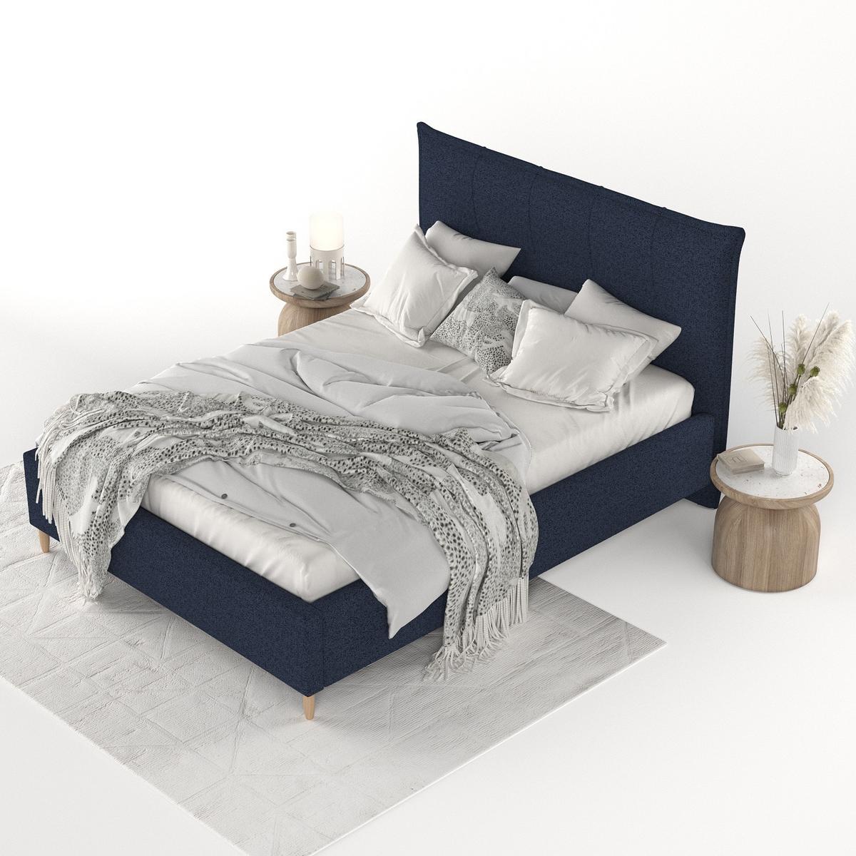 POLSTERBETT Plaza 180/200 cm Marineblau im Riva Stoff - Naturfarben/Dunkelblau, Holz/Holzwerkstoff (180/200cm) - AltaBeds