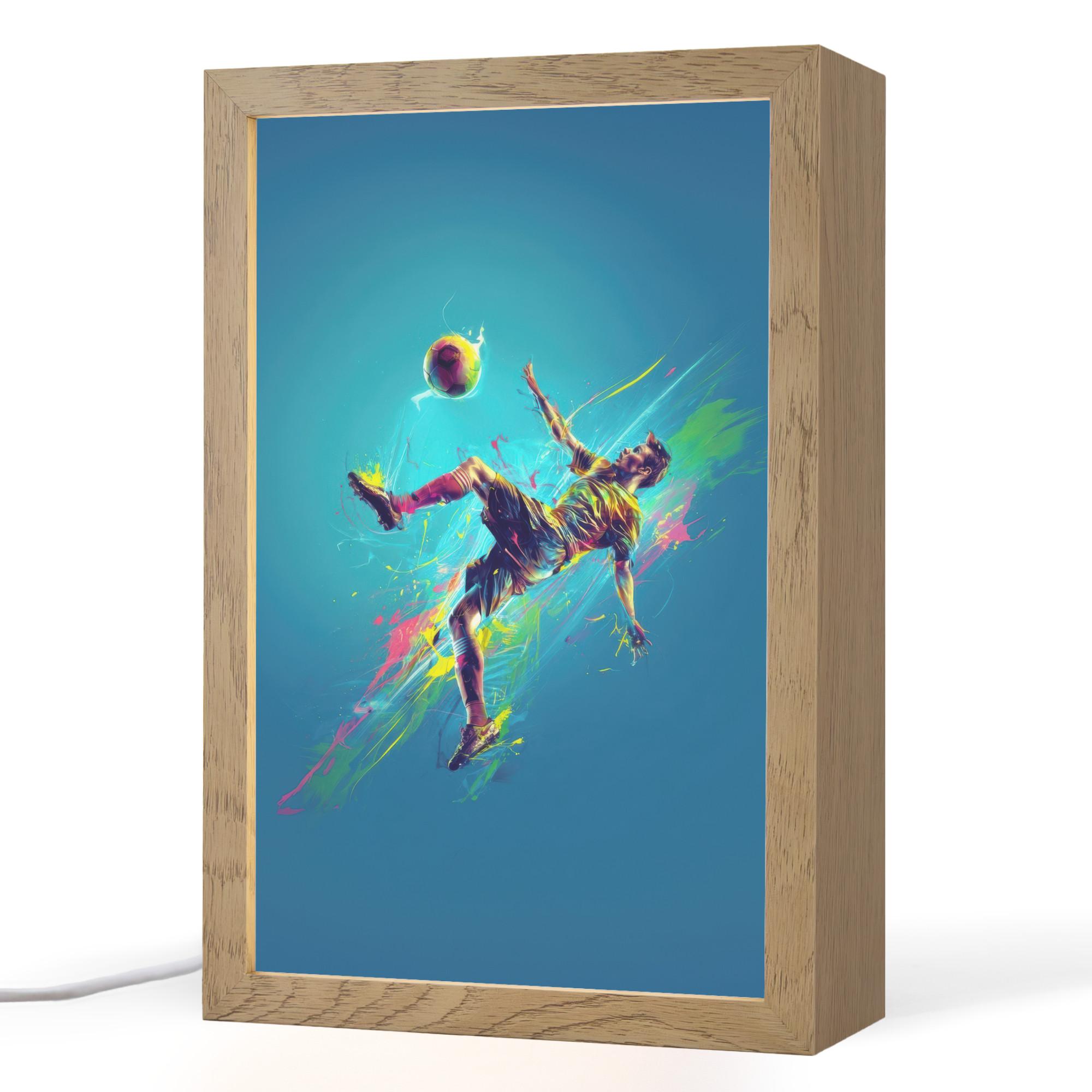 NACHTTISCHLAMPE Fußballer - Farbspritzer - Farbenfroh - Ball 20x30 cm - Blau, Holzwerkstoff (8/20/30cm) - OnlyWow