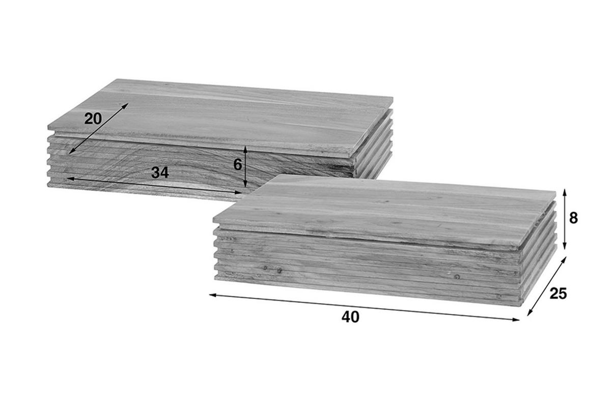 NACHTTISCH FIRU 2ER SET Holz Akazie - Zwetschgeholzfarben, Holz (40/8/25cm) - KAWOLA