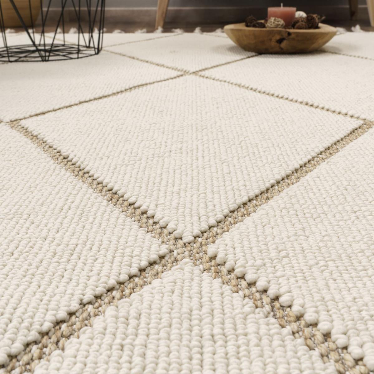 KURZFLORTEPPICH, geometrisch, Florhöhe 7 mm, Beige, 200 x 280 cm - Beige, Textil (200/280cm) - KADIMA DESIGN