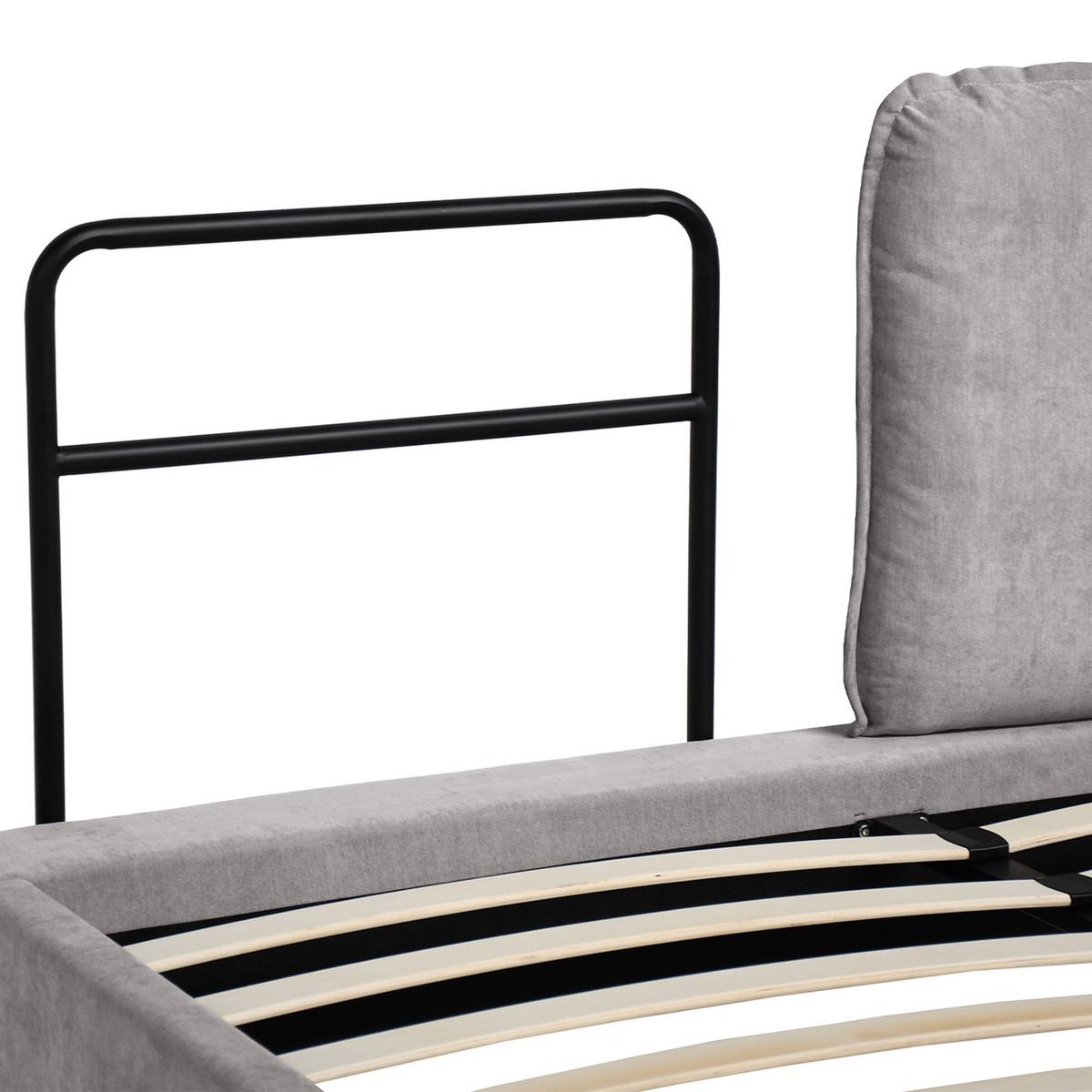 POLSTERBETT Sombra, Doppelbett 160x200 cm mit Schaumstoffmatratze 10 cm, Chenille-Stoff, Grau - Grau, Metall (160/200cm) - Beautysofa