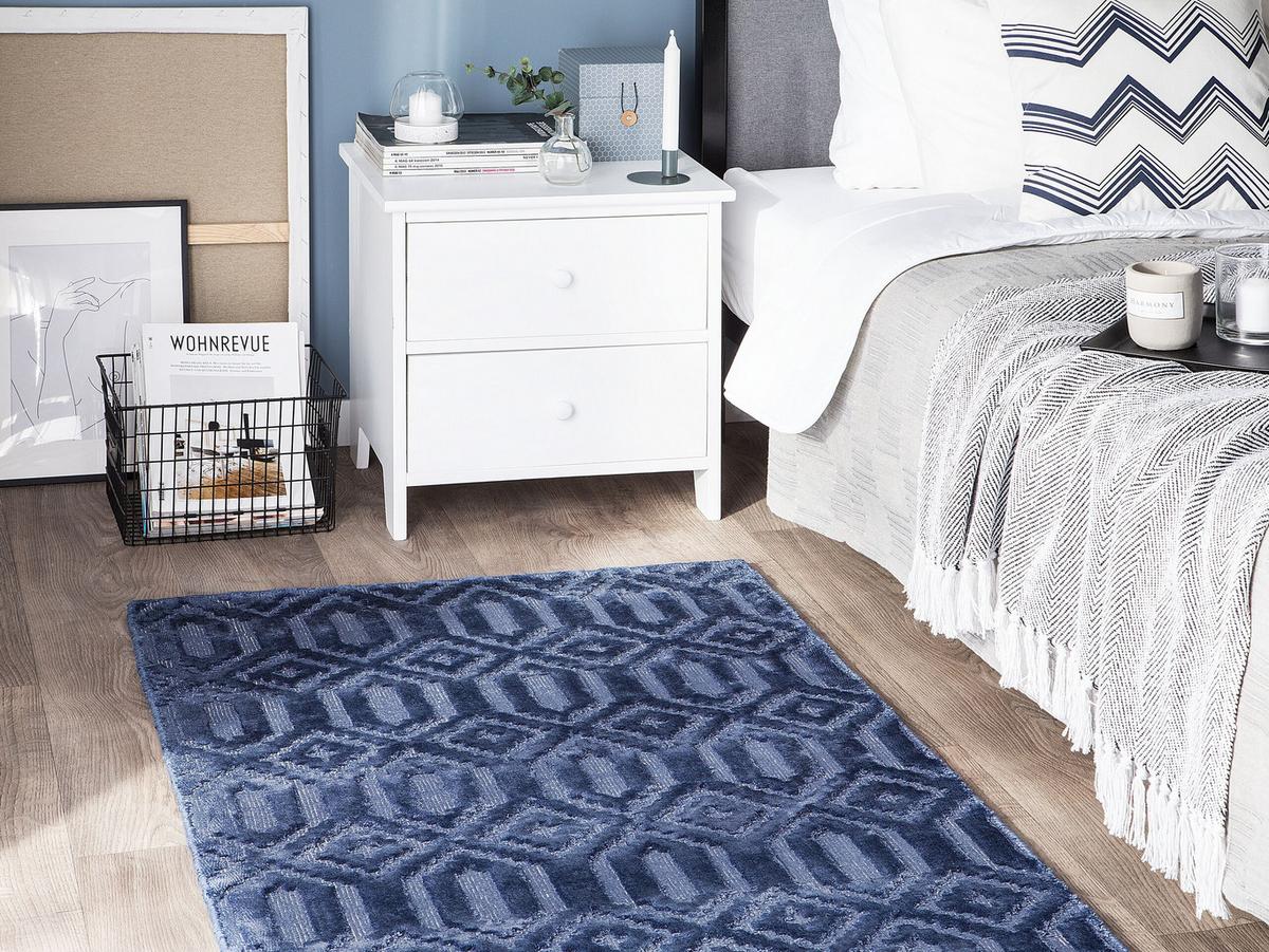 KURZFLOR-TEPPICH Adatepe 150/80 cm - Blau, Naturmaterialien (80/150cm) - Beliani