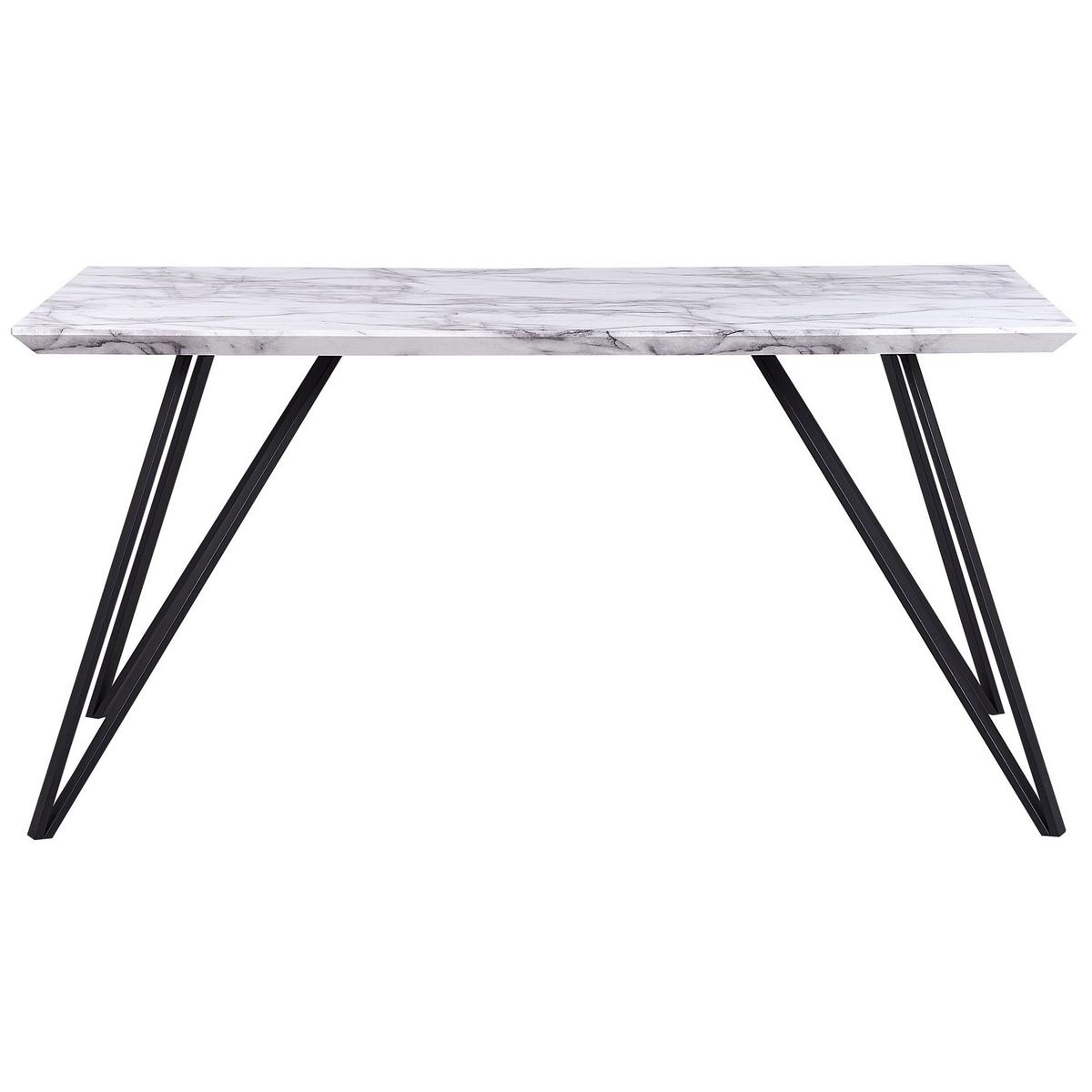 ESSTISCH 150/80/75 cm Weiß schwarz Rechteckig Molden - Weiß, Holzwerkstoff (150/80/75cm) - Beliani