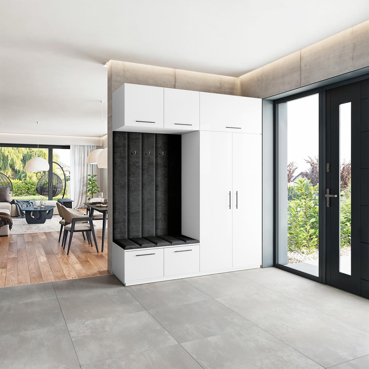 GARDEROBENSCHRANK REMA 200/240/60 cm Modern Weiß - Schwarz/Weiß, Holzwerkstoff (200/240/60cm) - MASSENO