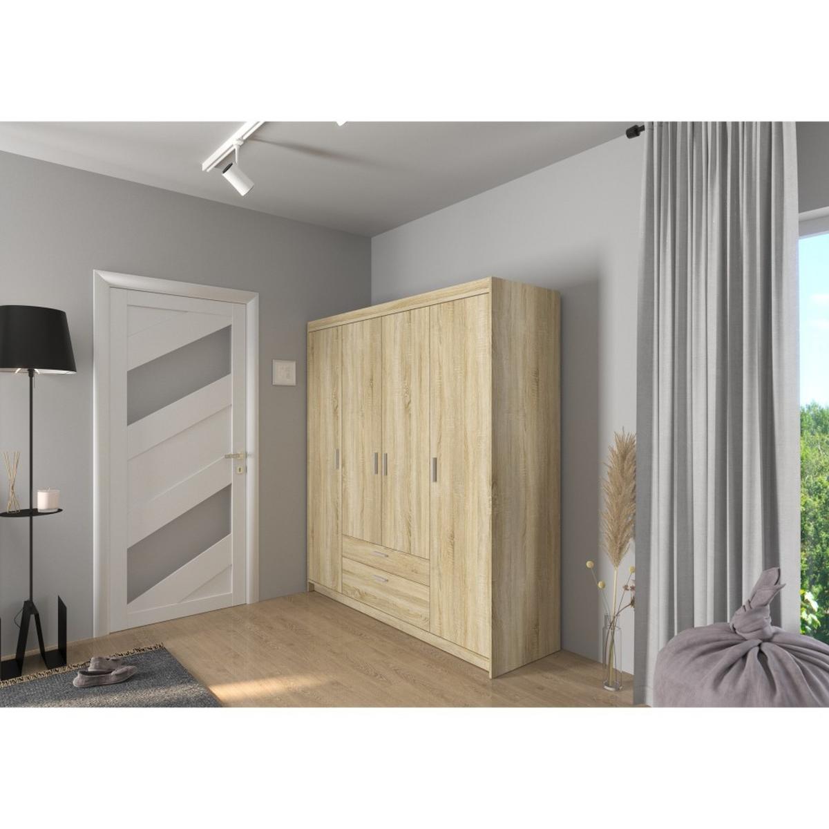 DREHTÜRENSCHRANK Elena mit 4 Türen und 2 Schubladen, ohne Spiegel Sonoma Eiche - Sonoma Eiche, Holzwerkstoff (176/190/53cm) - Beautysofa