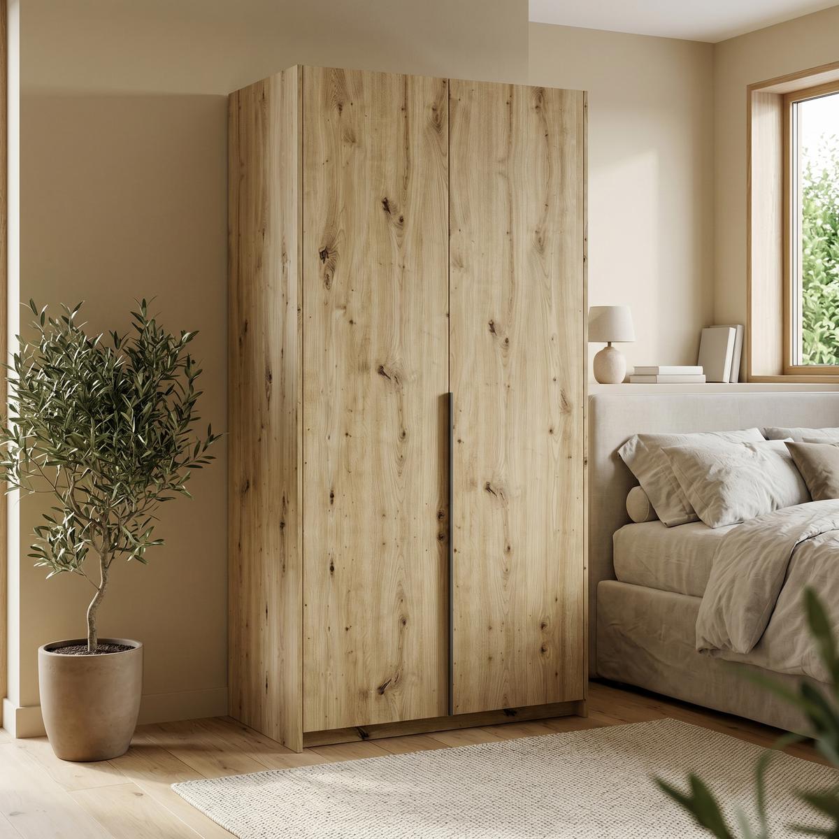 DREHTÜRENSCHRANK AMARA 100/204/58cm 2-türig Eiche Artisan - Eiche Artisan, Holzwerkstoff (100/204/58cm) - MASSENO