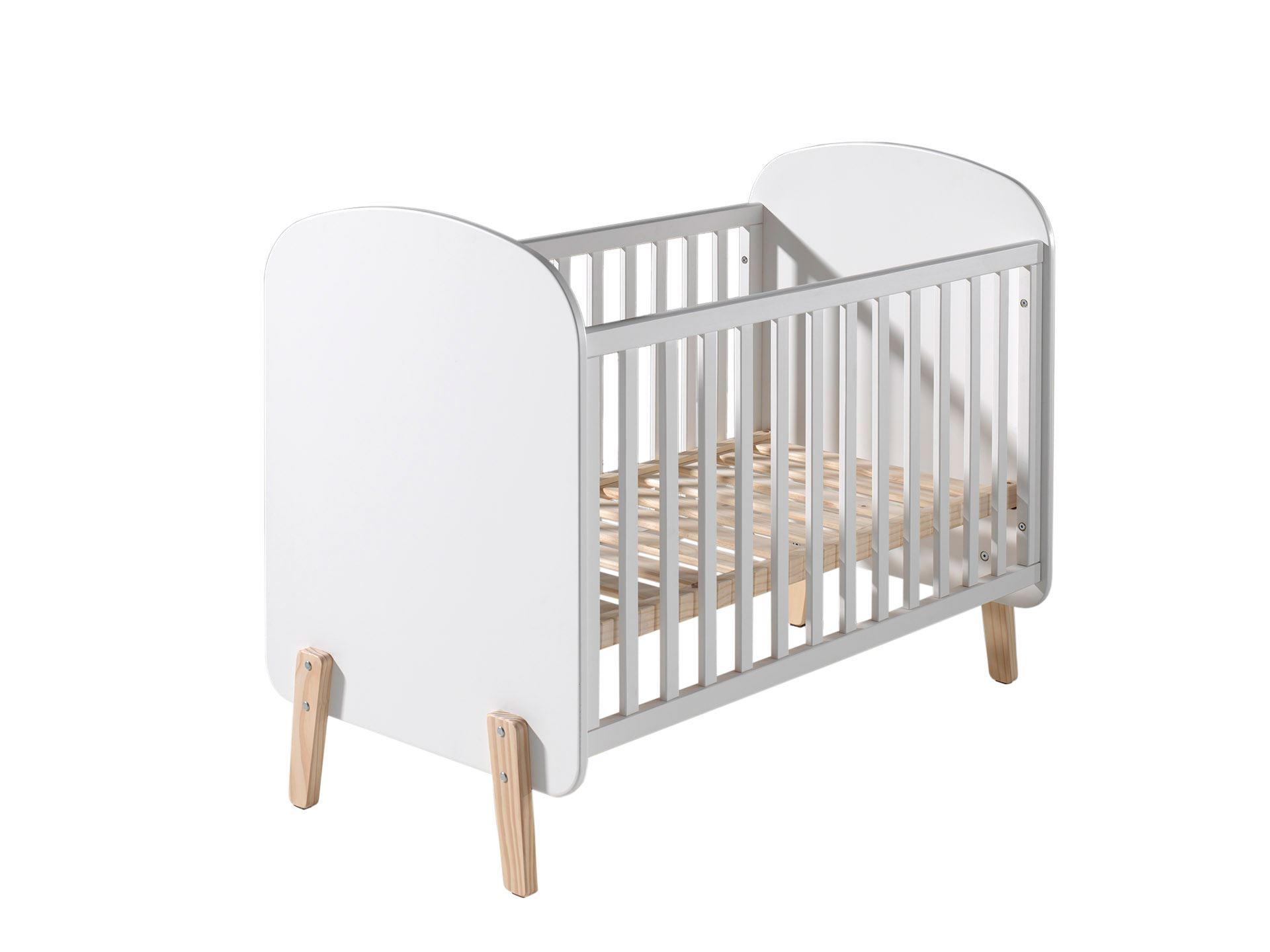 BABYBETT Karilynn 129x94x68 aus MDF+Massivholz in Weiß - Weiß, Holzwerkstoff (60/120cm) - 58aufmkessel