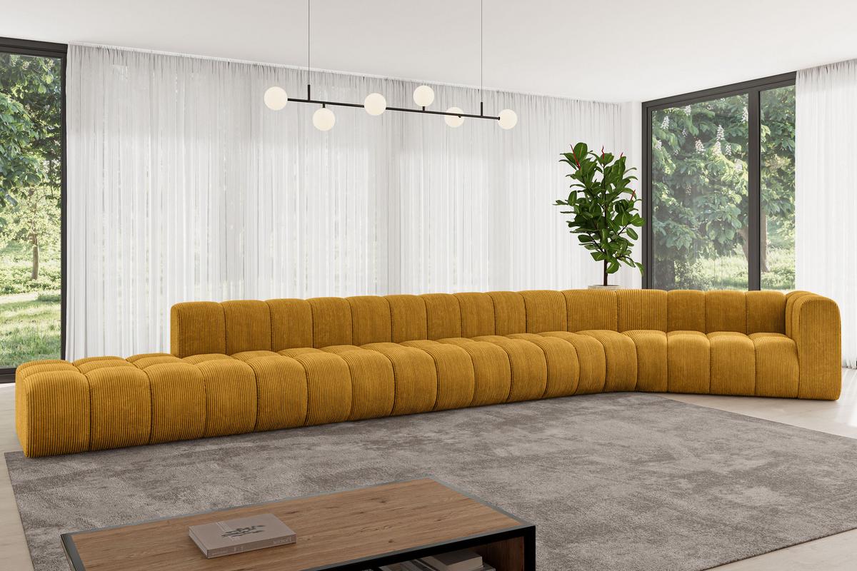 ECKSOFA modulares Sofa Tilmo-L3 - 581x194x70 cm Senfgelb - Currygelb, Holzwerkstoff/Textil (581/194cm) - ALTDECOR