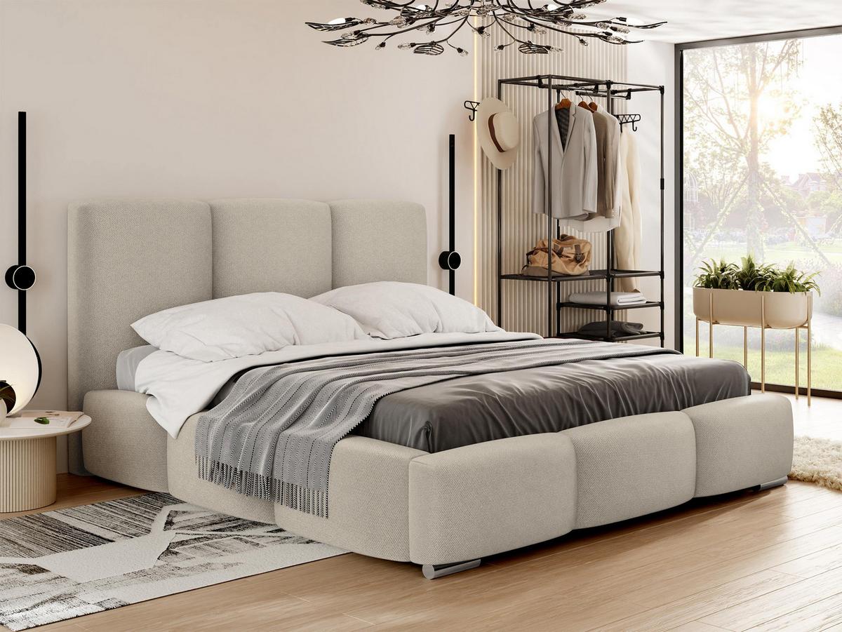 POLSTERBETT Olweria - Chromfarben/Beige, Holz/Textil (160/200cm) - MIRJAN24