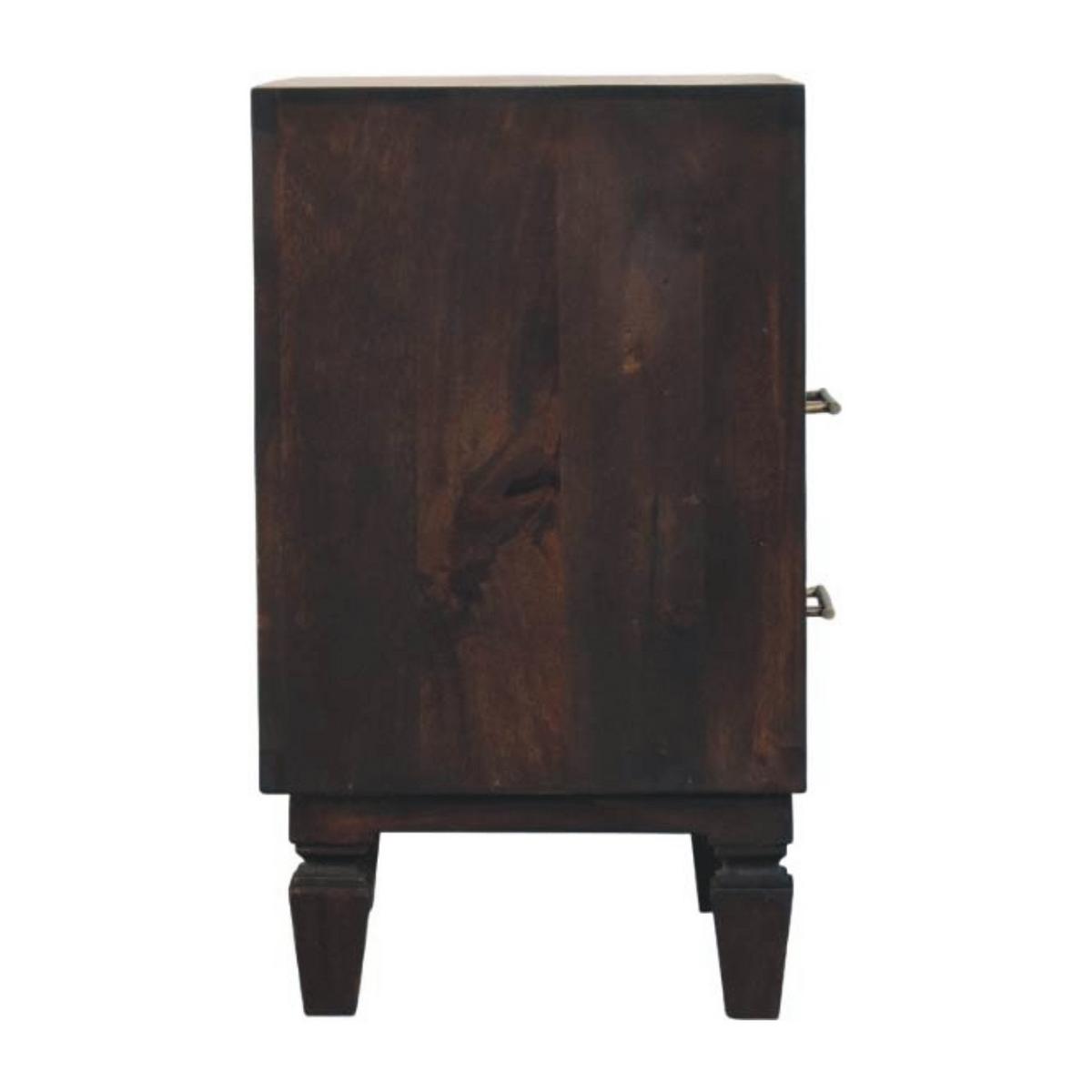 NACHTTISCH Rich-Velvet-Mocha-Finish, 2 Schubladen, 1 offenes Regal, Dunkelbraun - Dunkelbraun, Holz/Metall (35/60/45cm) - Artisan Furniture
