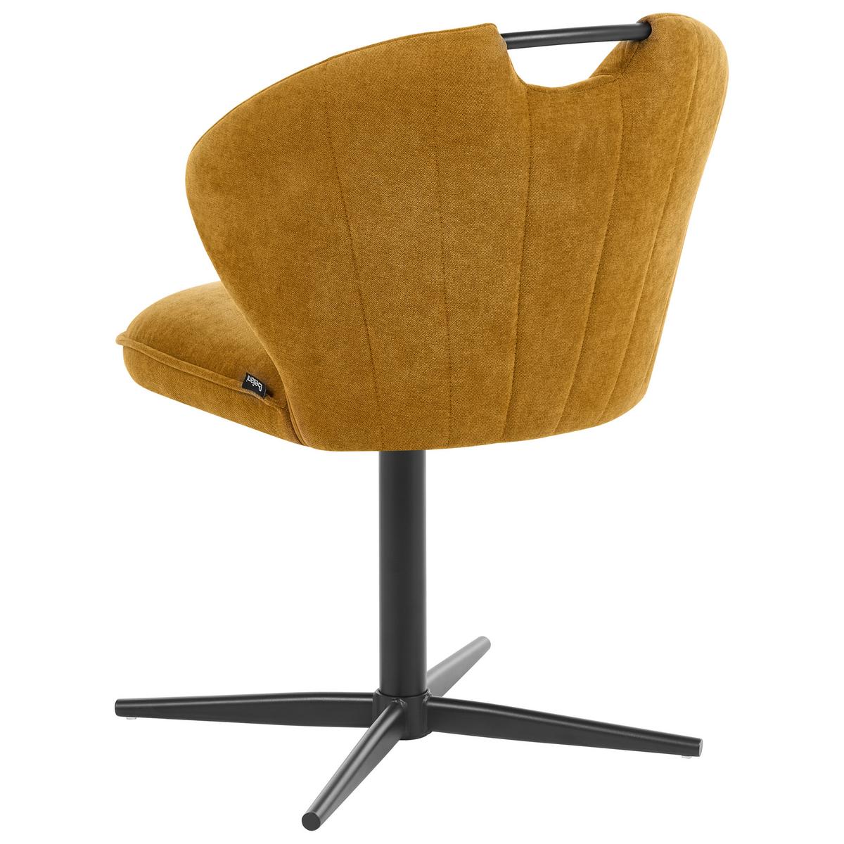 STUHL 2er-Set drehbar Chenillegewebe Senfgelb Worcester - Gelb, Textil/Metall (48/80/65cm) - Beliani