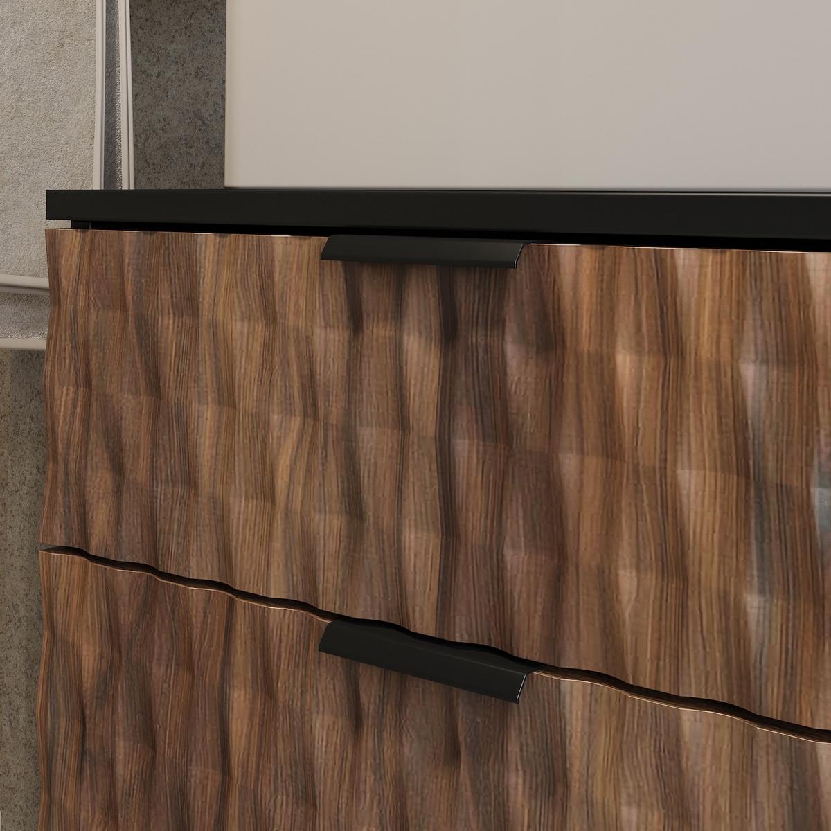 WASCHBECKENUNTERSCHRANK Java 2 Schubladen Walnuss Braun mit Schwarz - 63 x 48 x 40 cm - Eichefarben/Schwarz, Holz (63/40/48cm) - Badplaats