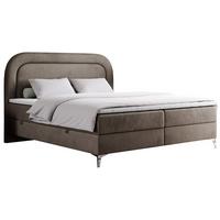 BOXBETT EIRA 180/200 Braun Velvet - H4 - Silberfarben/Braun, Holz/Textil (180/200cm) - MKS