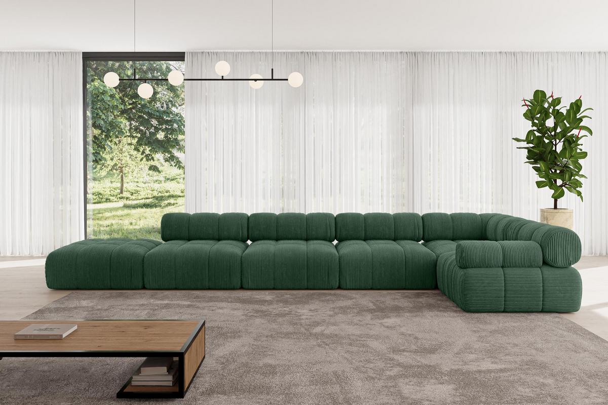 ECKSOFA modulares Sofa Felto-L3 - 475x190x70 cm Grün Cord - Grün, Holzwerkstoff/Textil (475/190cm) - ALTDECOR
