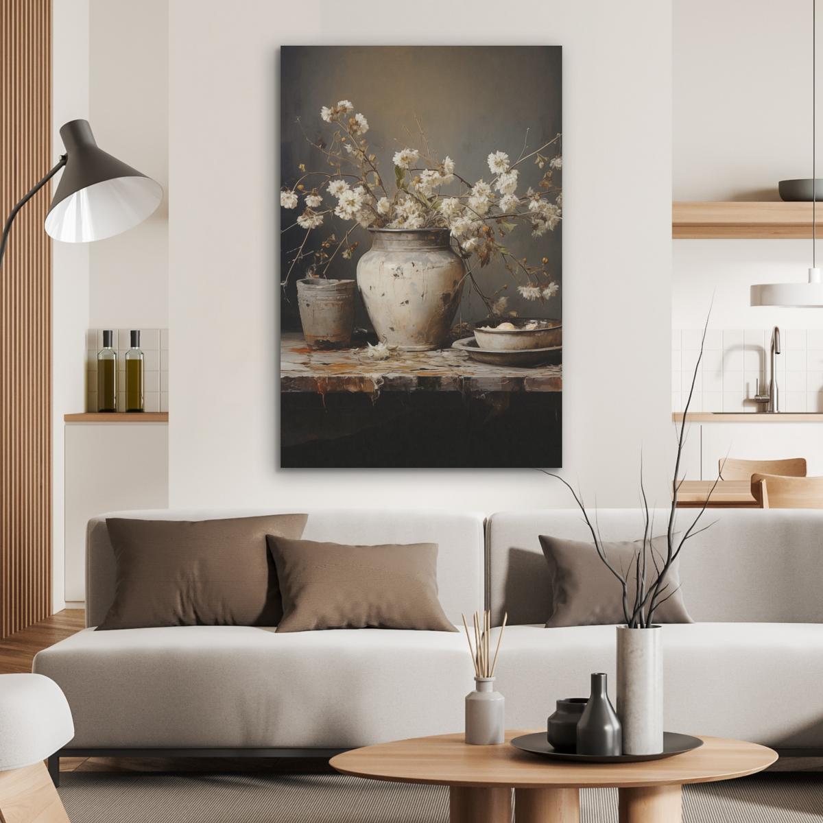AKUSTIKBILD Stilleben - Blumen - Blumenstrauß - Vase - Wein Wanddeko 60x90 cm - Schwarz, Kunststoff (60/90/0.9cm) - MuchoWow