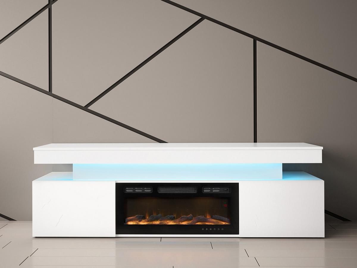 TV-LOWBOARD EF 2D Glossa mit Kamin - Weiß, Holzwerkstoff/Kunststoff (190/59/41cm) - MIRJAN24