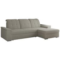 ECKSOFA MADRITO L - Hellgrau Boucle - Rechts - Silberfarben/Hellgrau, Textil/Metall (256/160cm)