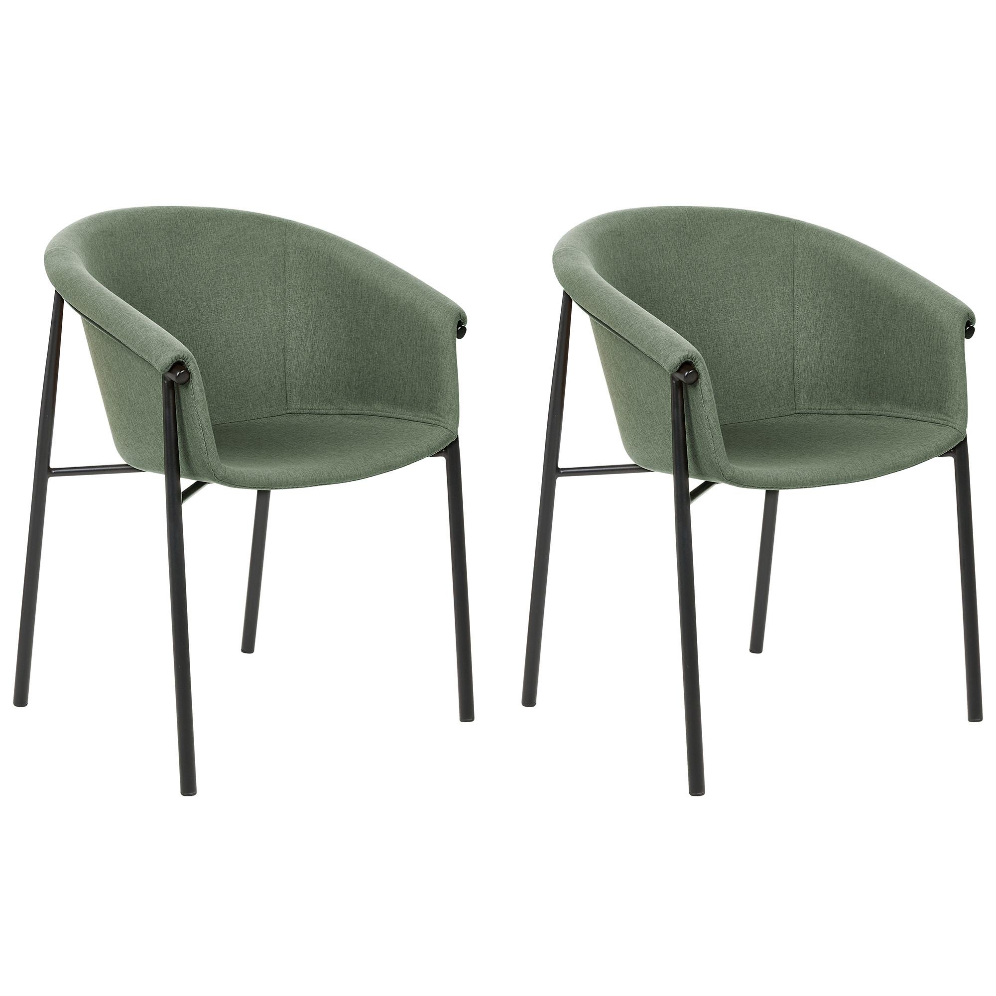 ESSZIMMERSTUHL 2er-Set Polyester Grün Ames - Grün, Textil/Metall (57/80/56cm) - Beliani