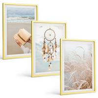 BILDER SET 3er Set - 40x60 cm Goldrahmen - Friedliche sommerliche Boho-Landschaften - Goldfarben, Kunststoff (40/60cm) - TULUP