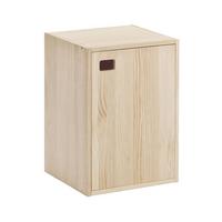 KOMMODE aus massiver Kiefer mit einer Tür und einem höhenverstellbaren Einlegeboden - L37 x H53,5 cm - Eschefarben, Holzwerkstoff (37.3/53.5/36cm) - Calicosy