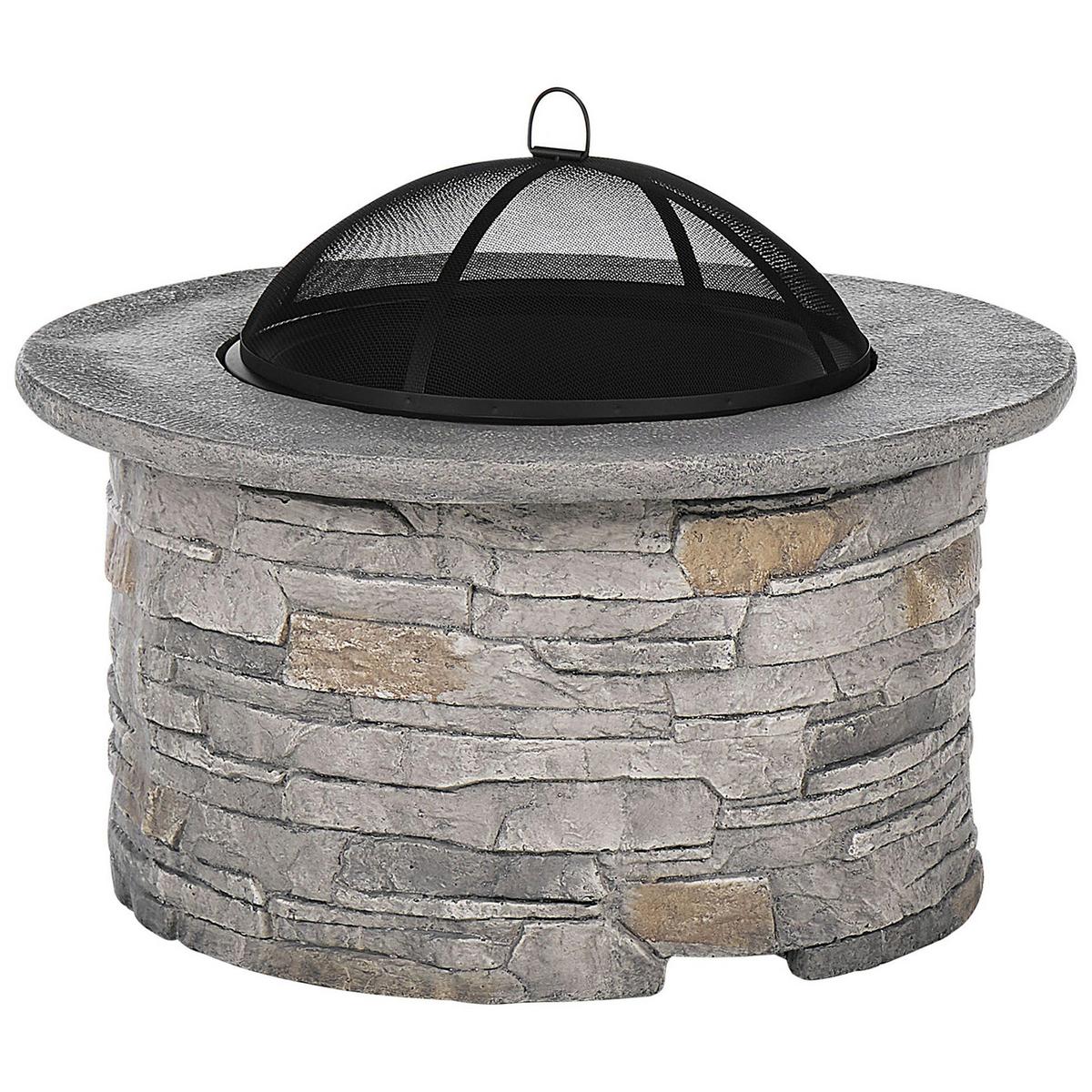 FEUERSTELLE hellgrau Leichtbeton rund Tambora - Grau, Stein (92/48/92cm)