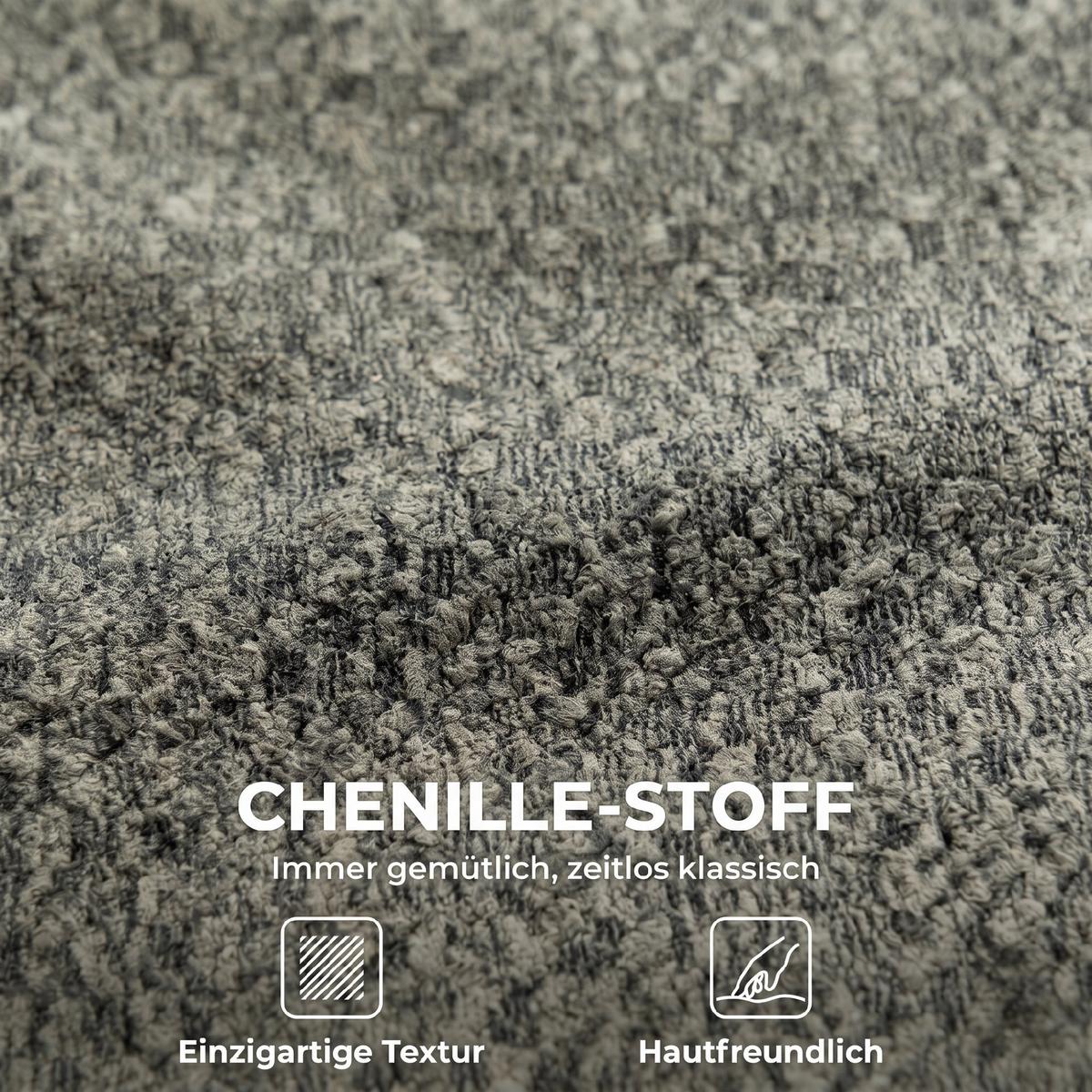 SESSEL Chenille Grau - Schwarz/Grau, Textil/Metall (70/70/90cm) - HOMCOM