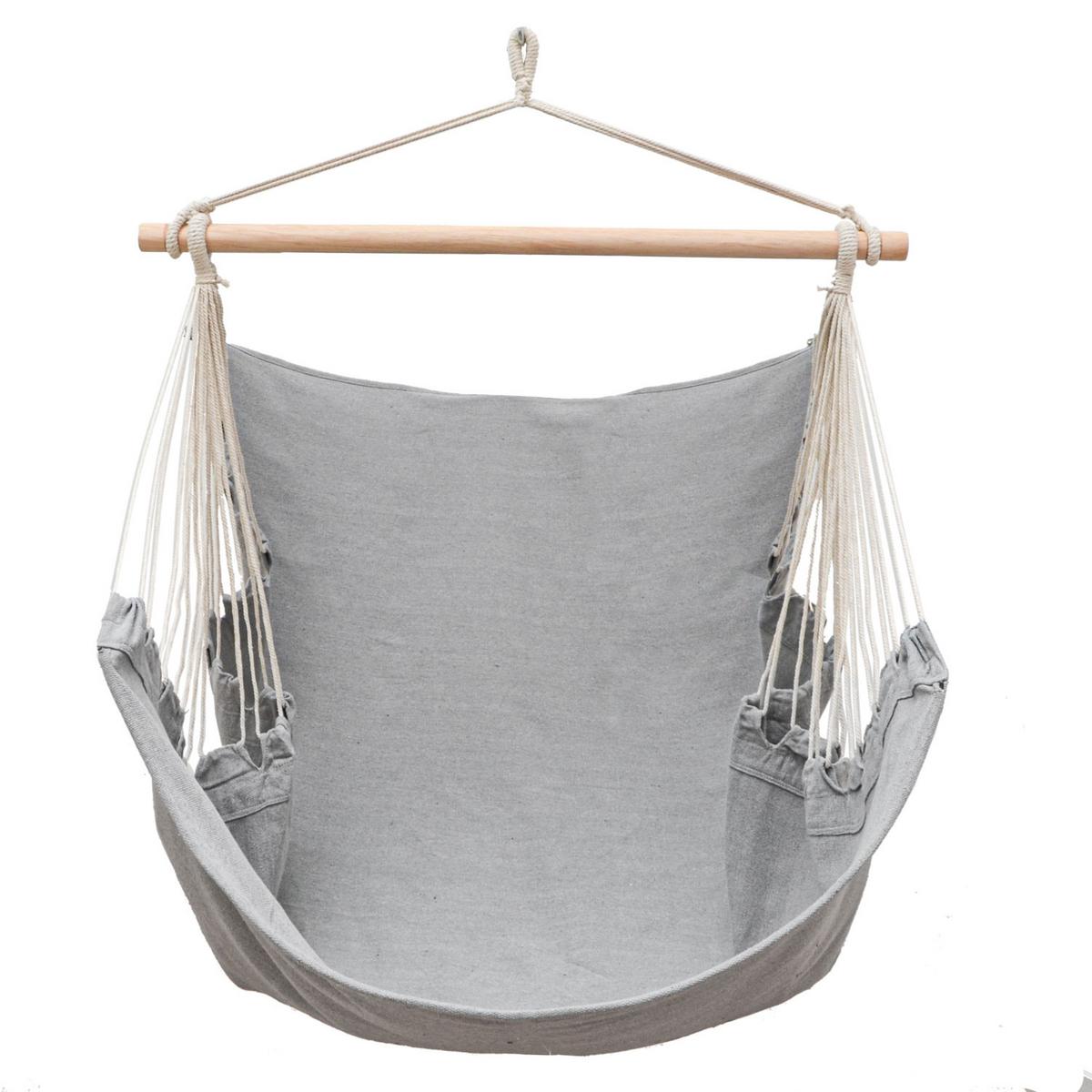 XL HÄNGESESSEL 155/125 cm Belastbar bis 100kg Grau - Grau, Textil (125/140/155cm) - Amanka