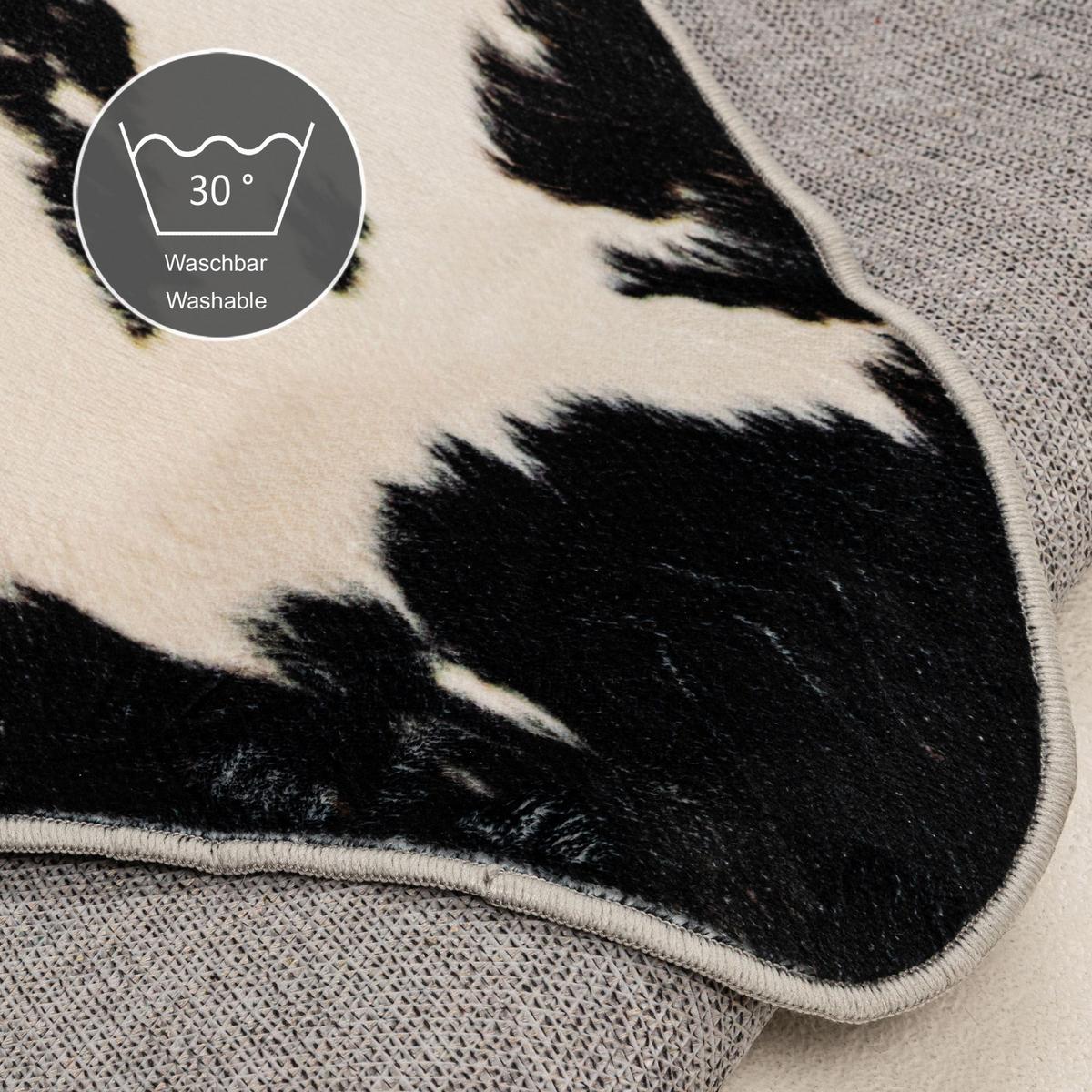 KUNSTFELL-TEPPICH Emilia 100x130 cm - Schwarz, Textil (100/130cm) - Gino Falcone