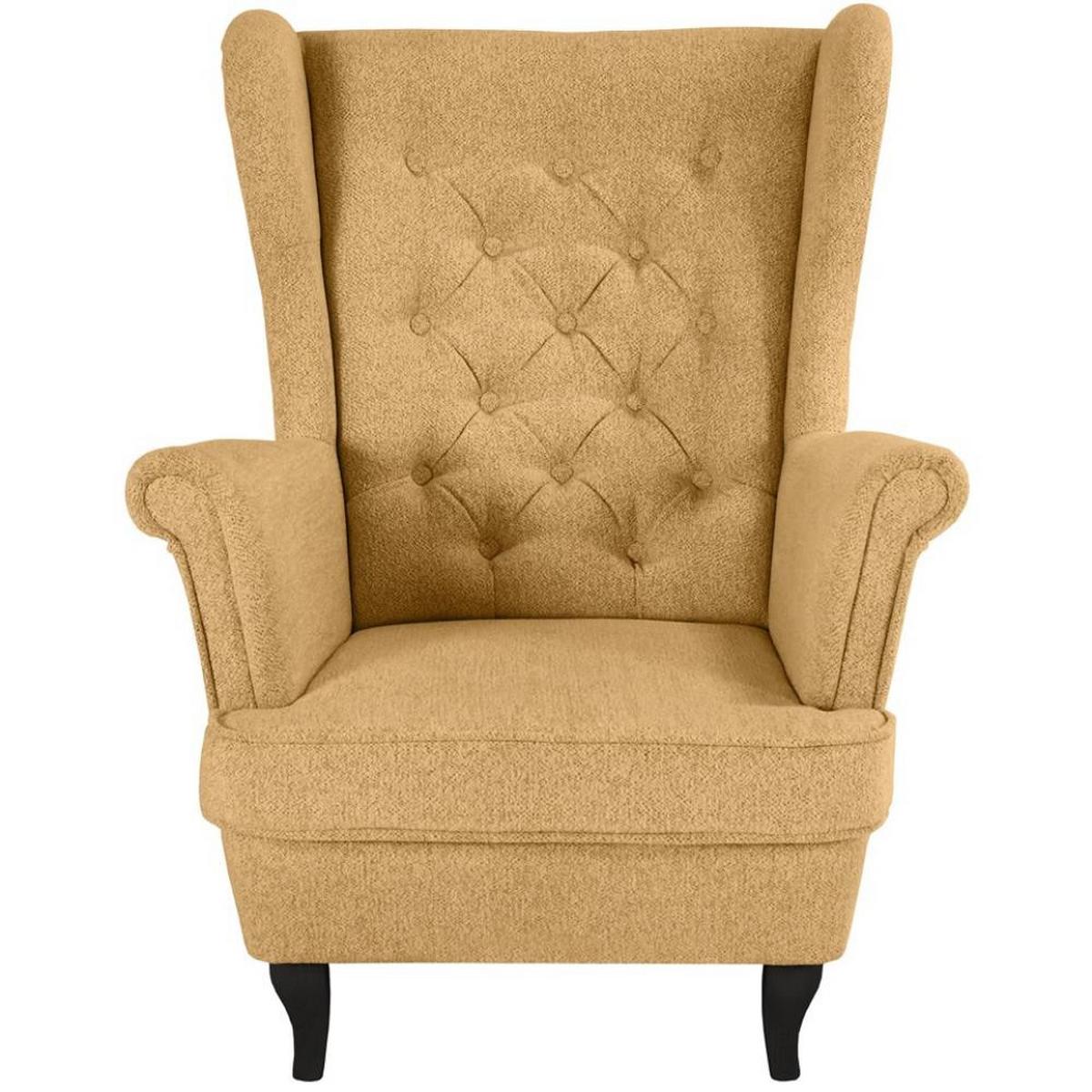 CHESTERFIELD-SESSEL Falco gelb mit Wenge Holzbeinen - Gelb, Holz/Textil (82/102/92cm) - Beautysofa