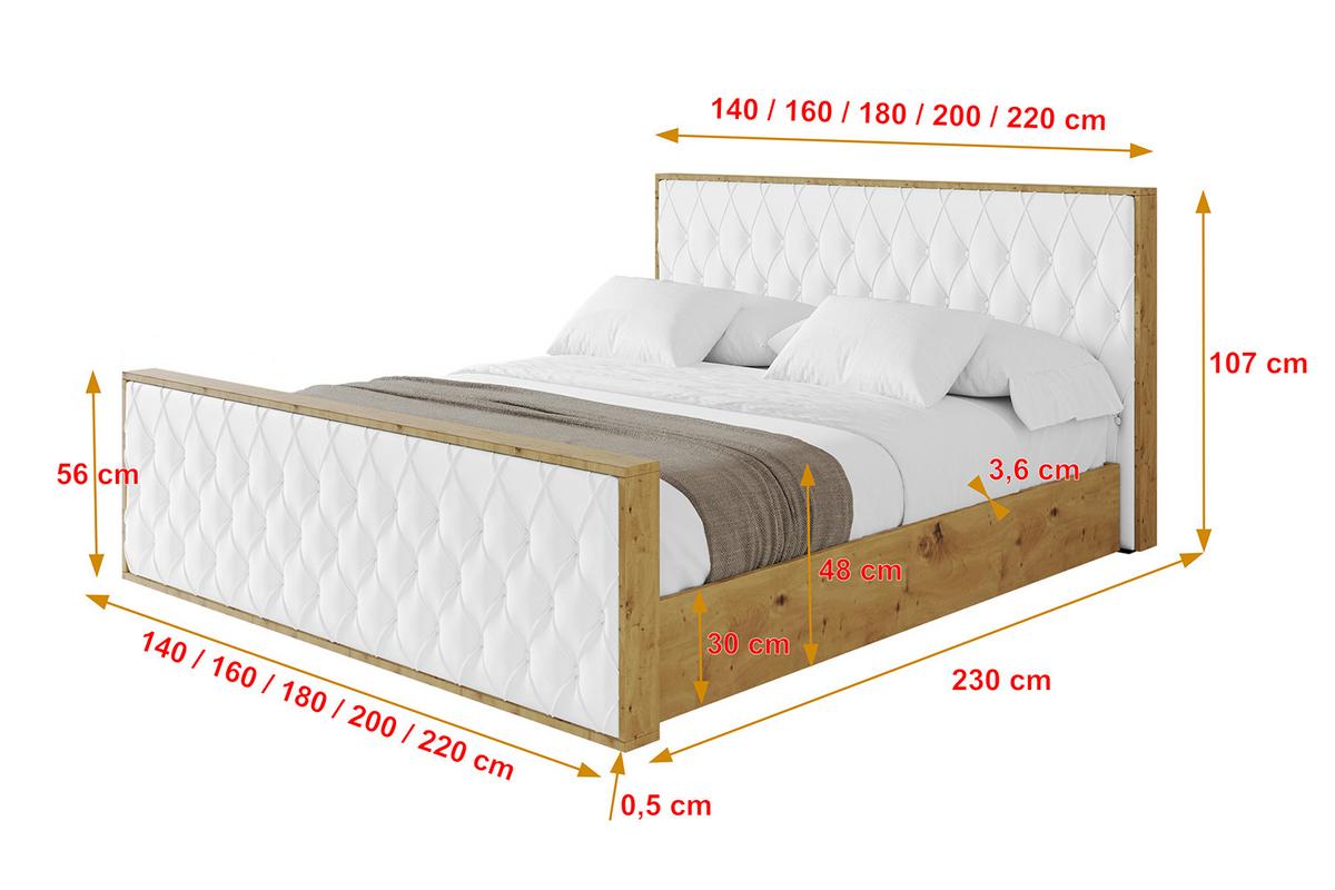 POLSTERBETT mit Bettkasten, Fußteil und Lattenrost, Boxbett ohne Matratze - ENZO5-Z 140x200 Weiß Kunstleder - Weiß Hochglanz, Holzwerkstoff/Textil (140/200cm) - ALTDECOR