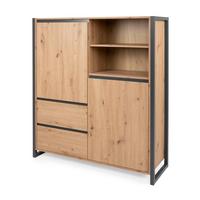 HIGHBOARD Artisan Eiche und Anthrazit, große Kommode 120 x 140 cm - Anthrazit/Eiche Artisan, Holzwerkstoff (120/140/40cm) - Furn.Design