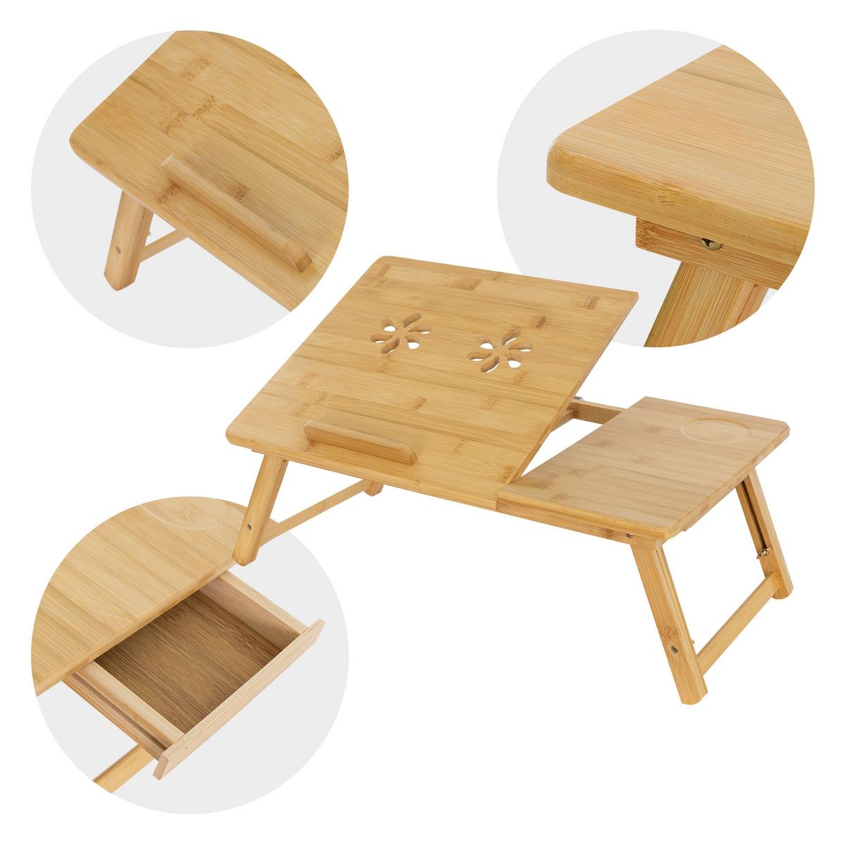 LAPTOPTISCH Natur aus Bambus höhenverstellbar & klappbar - Naturfarben, Holz (74/34.5/27cm) - ML-DESIGN