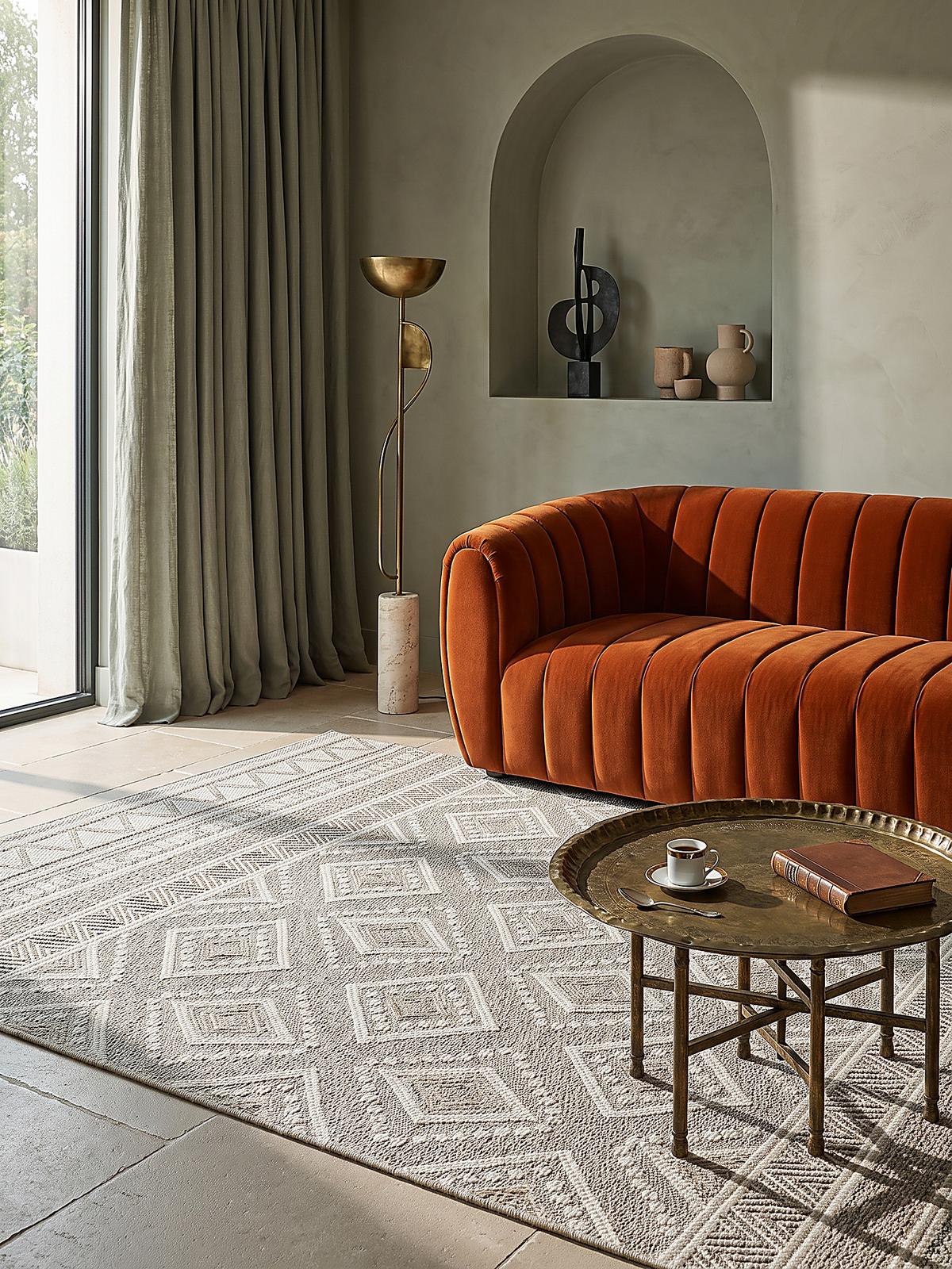 TEPPICH Flachgewebe ESERA Ethno-Rauten Polypropylen Beige 200 x 280 cm - Beige, Textil (200/280cm) - KADIMA DESIGN