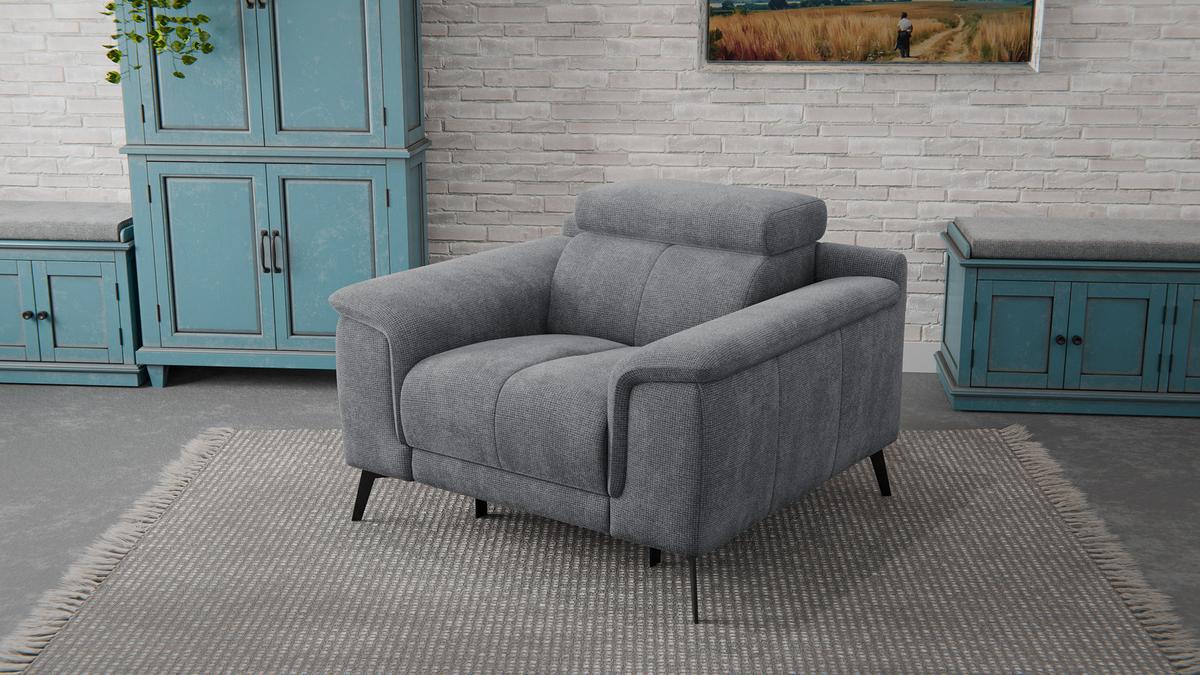 SESSEL FIERO mit Relaxfunktion, grau - Schwarz/Grau, Holzwerkstoff/Textil (114/82/103cm) - Wozimo