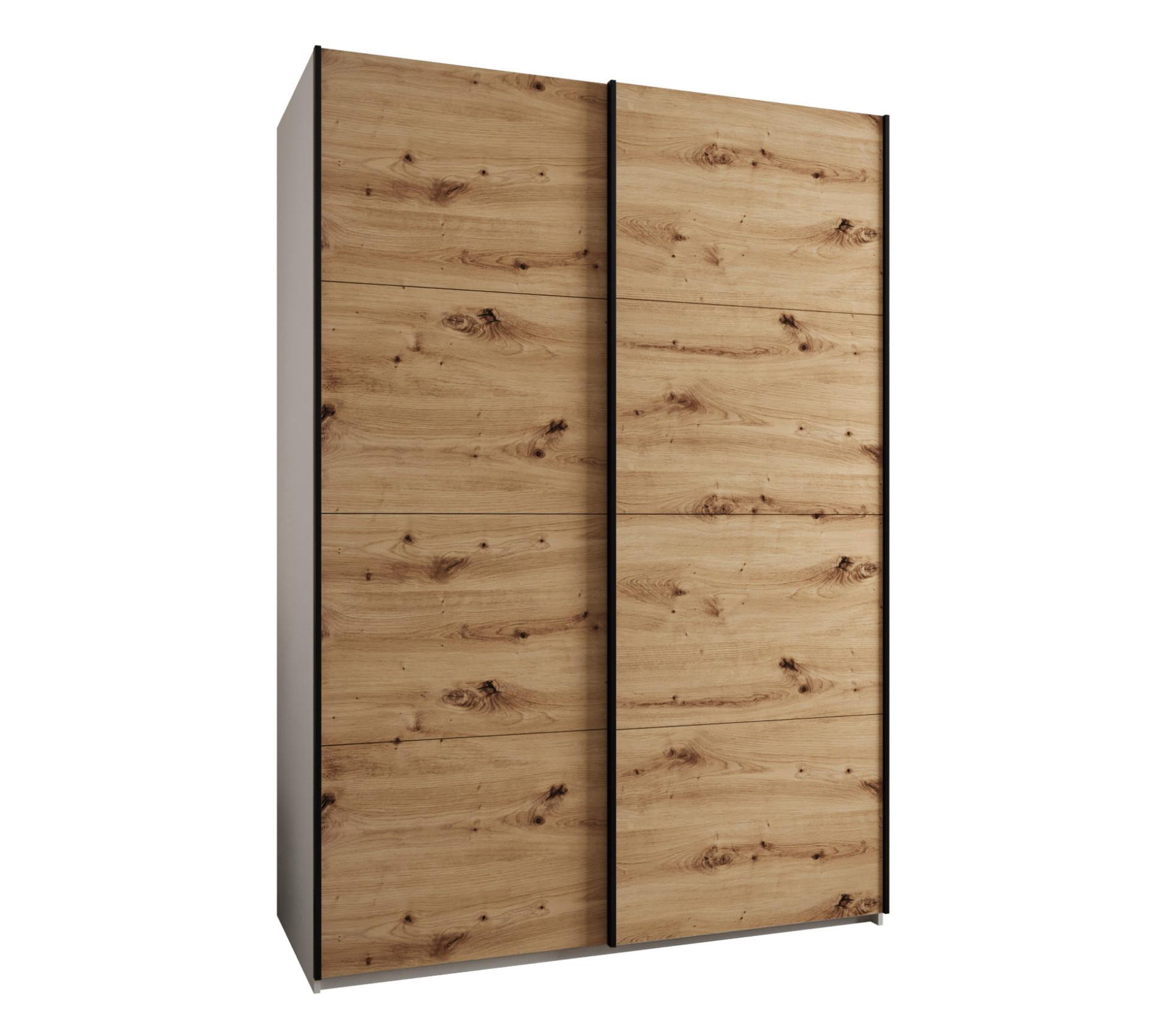 SCHWEBETÜRENSCHRANK 245,5/180/64 2-türig - Schwarz/Eiche Artisan, Holz/Metall (180/245/64cm) - Abiks Möbel