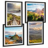BILDER SET 4er Set - 50x50 cm & 40x60 cm Schwarzer Rahmen - Bergblumen Himmelsweg - Schwarz, Kunststoff (50/50cm) - TULUP