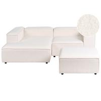 ECKSOFA Modul 2-Sitzer mit Ottomane Bouclé Cremeweiß rechtsseitig Ardal - Creme, Textil (240/180cm) - Beliani
