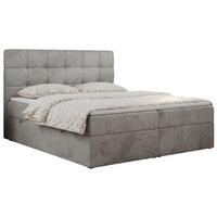 BOXBETT ERNI 160/200 - Hellgrau Velvet - H3 - Hellgrau, Holz/Textil (160/200cm) - MKS