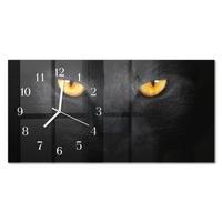WANDUHR aus Glas 60x30 cm - Katze - Schwarz, Glas (60/30/0.4cm) - TULUP