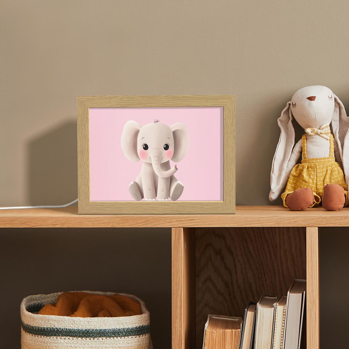 NACHTTISCHLAMPE Elefant - Baby - Rosa - Cartoon 20x15 cm - Rosa, Holzwerkstoff (8/20/15cm) - OnlyWow