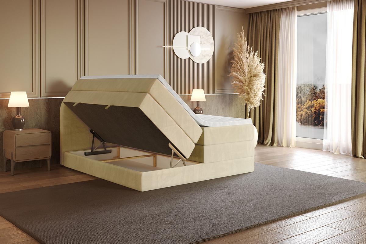 BOXSPRINGBETT mit Matratze und Lattenrost - NOX KING-160x200 - Beige Monolith - Beige, Holzwerkstoff (160/200cm) - ALTDECOR
