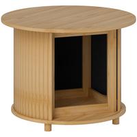 COUCHTISCH Wohnzimmertisch aus Bambus mit verstecktem Stauraum und Schiebetür - Naturfarben, Naturmaterialien/Bambusholz (60/60/45cm) - HOMCOM
