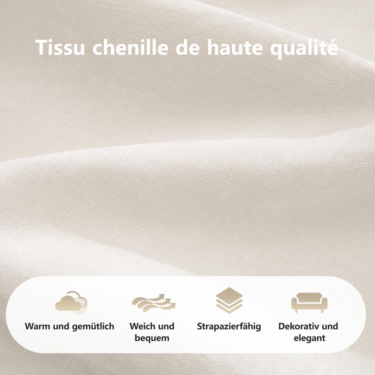 2-SITZER SOFA chenille modular & montagefrei - Weiß, Textil (204/76/95cm) - Urban Meuble